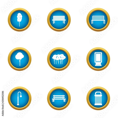City infrastructure icons set. Flat set of 9 city infrastructure vector icons for web isolated on white background