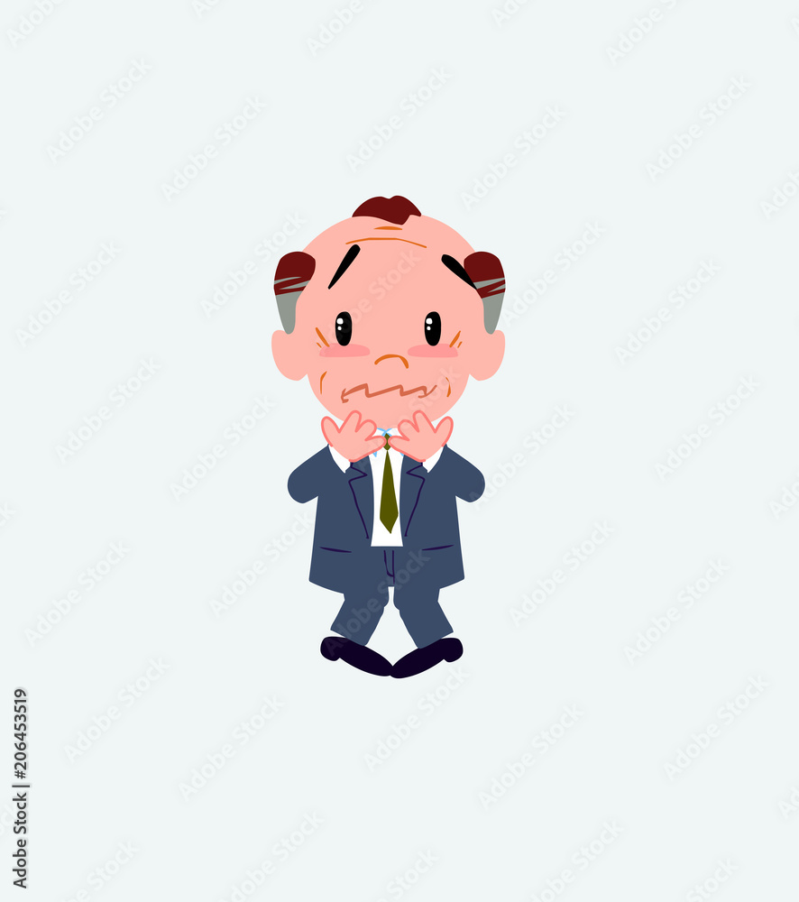 Old businessman shrugged in fear. Old businessman shrugged in fear.