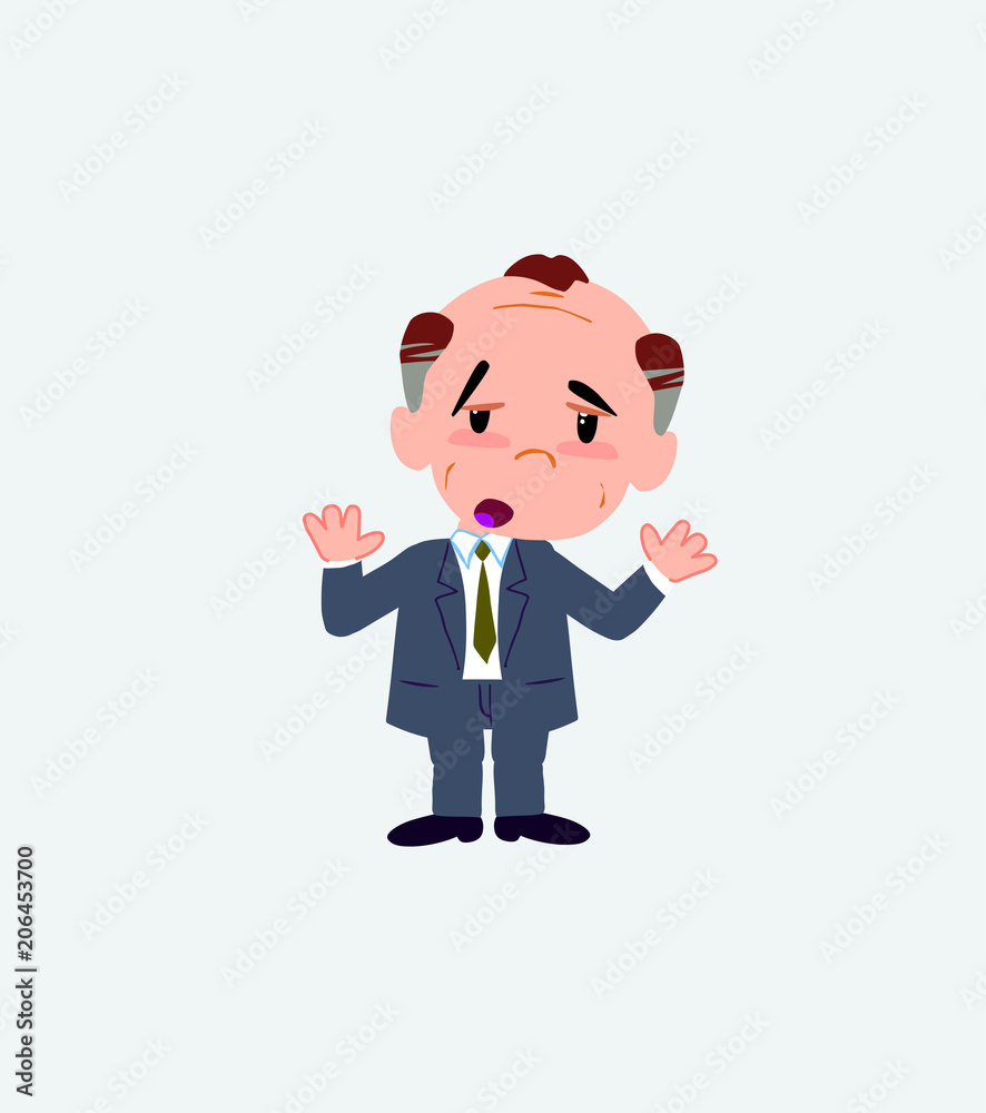 Old businessman makes a gesture of tired resignation. Old businessman makes a gesture of tired resignation.