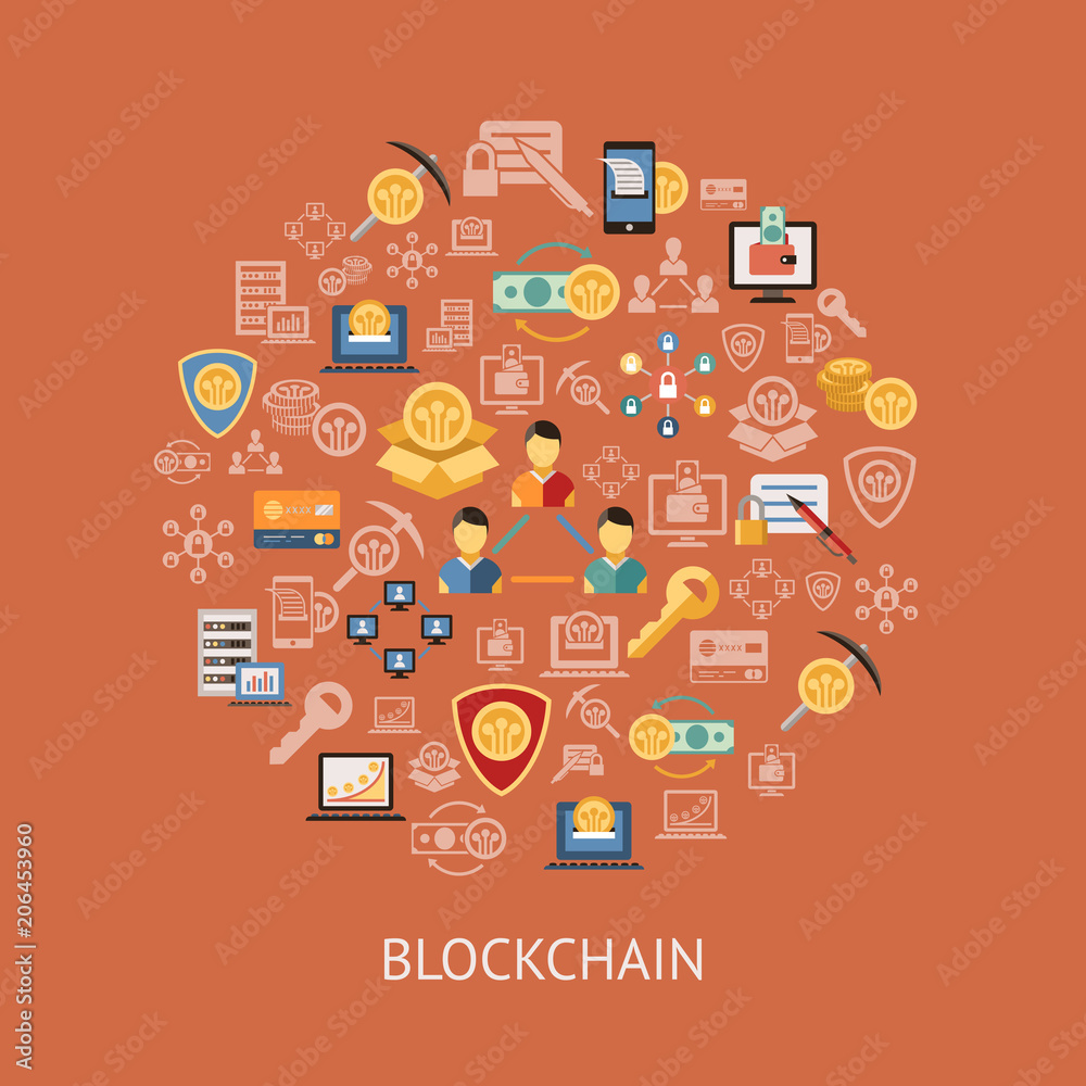 Digital vector line icons set blockchain pack Digital vector line icons set blockchain pack