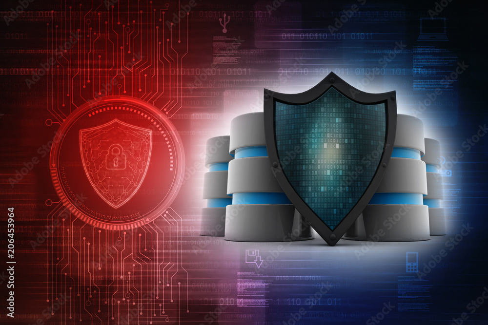Fototapeta premium 3d rendering Database and computer data security concept