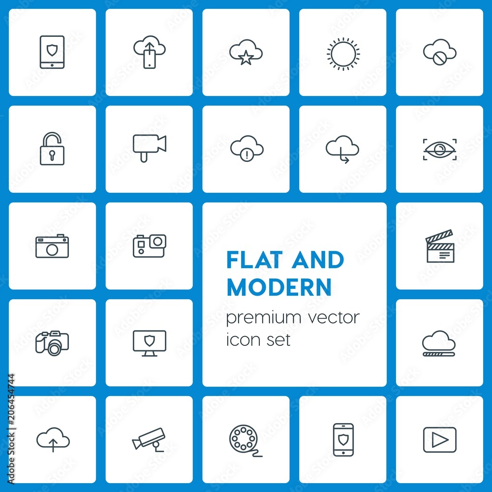 Modern Simple Set of cloud and networking, security, video, photos Vector outline Icons. Contains such Icons as data, information, web and more on dark background. Fully Editable. Pixel Perfect Modern Simple Set of cloud and networking, security, video, photos Vector outline Icons. Contains such Icons as data, information, web and more on dark background. Fully Editable. Pixel Perfect