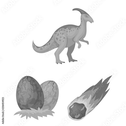 Different dinosaurs monochrome icons in set collection for design. Prehistoric animal vector symbol stock web illustration.