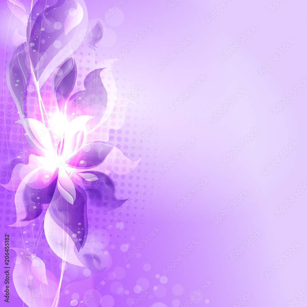 Violet gentle design of flower petals, and drops of water. Violet gentle design of flower petals, and drops of water.