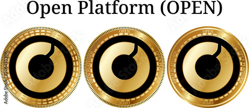 Set of physical golden coin Open Platform (OPEN)