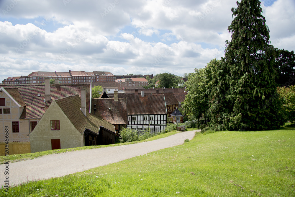 View to old Town in Aarhus Denmark