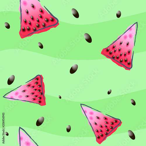 seamless watermelon pattern on background