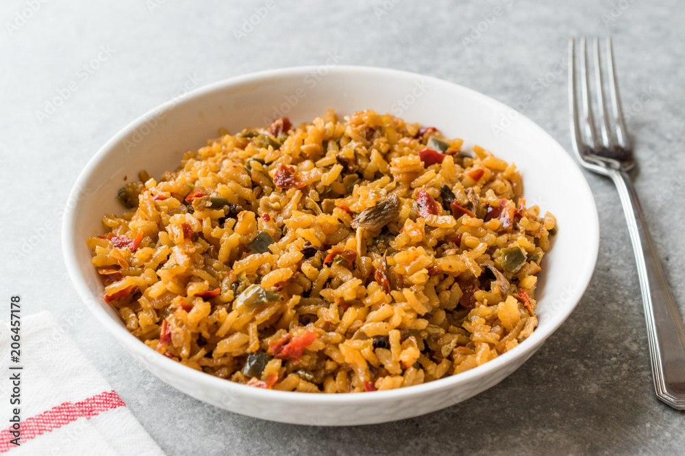 Homemade Spanish Paella with Vegetables / Pilav or Pilaf Homemade Spanish Paella with Vegetables / Pilav or Pilaf