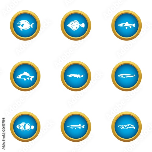 Free Download Fish hobby icons set. Flat set of 9 fish hobby vector icons for web isolated on white background - GFXLoad