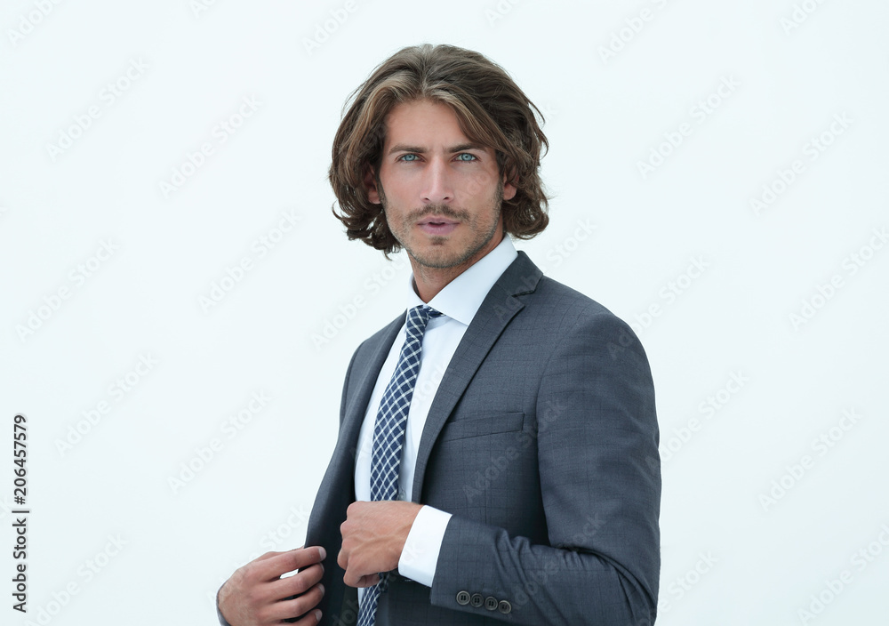 Portrait businessman sitting on chair and thinking Portrait businessman sitting on chair and thinking