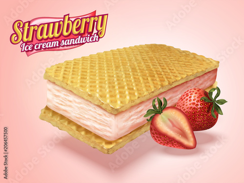 Strawberry ice cream sandwich