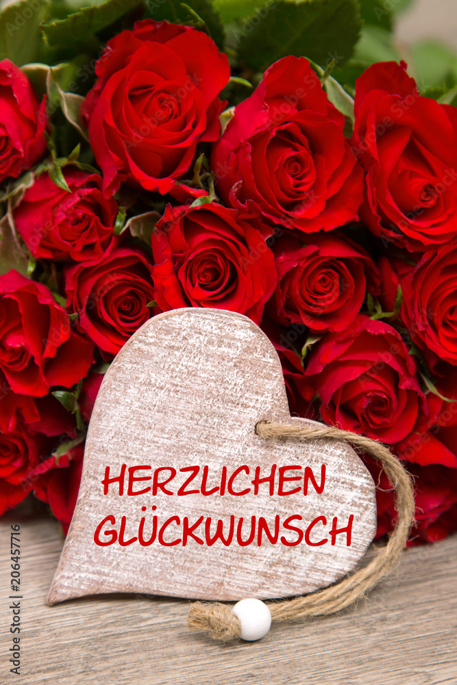 Rosen und Herz Herzlichen Glückwunsch StockFoto Adobe Stock