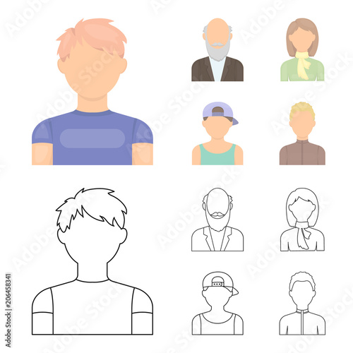 Boy in a cap, redheaded teenager, grandfather with a beard, a woman.Avatar set collection icons in cartoon,outline style vector symbol stock illustration web.