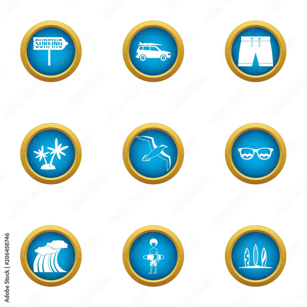 Rest on the wave icons set. Flat set of 9 rest on the wave vector icons for web isolated on white background Rest on the wave icons set. Flat set of 9 rest on the wave vector icons for web isolated on white background