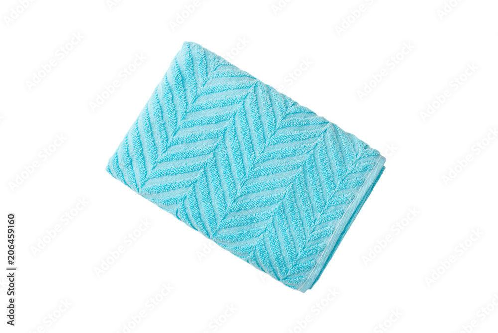 Blue or cyan towel isolated on white background. Blue or cyan towel isolated on white background.