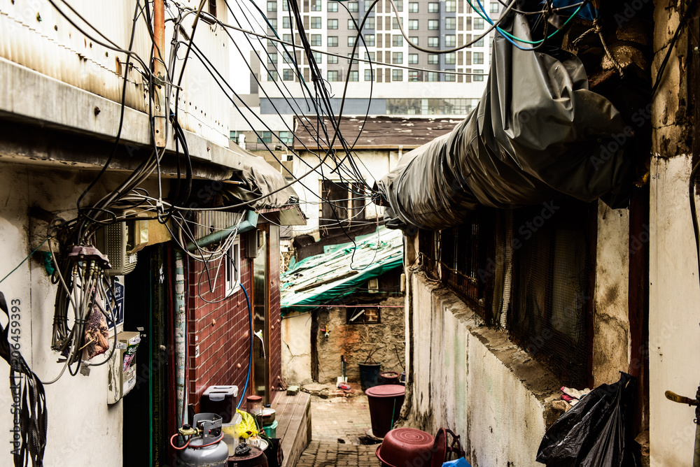 landscape of common old town, narrow street  in seoul, korea 
