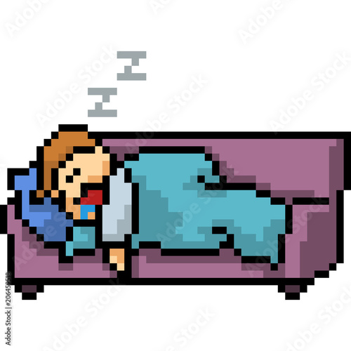 vector pixel art couch sleep