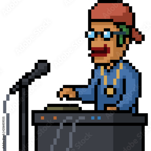 vector pixel art dj club