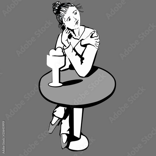 Frau mit Eis und Handy