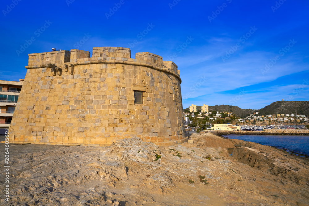 Moraira Castle and skyline in Teulada of Alicante