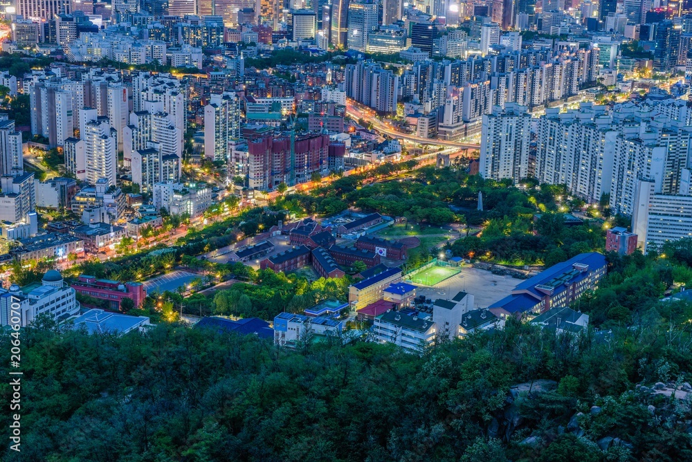 Fototapeta premium downtown of seoul city skyline night view in seoul, south korea