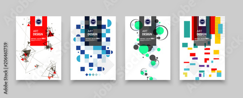 Abstract composition, square, triangle, circle text frame surface, white a4 brochure title sheet, creative figure, construction, firm banner form, red, green, icon, transparent contour, flier fiber.