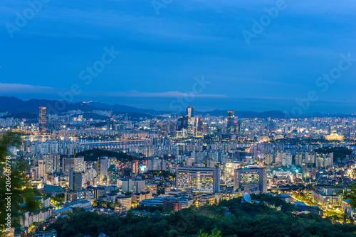 downtown of seoul city skyline night view in seoul, south korea