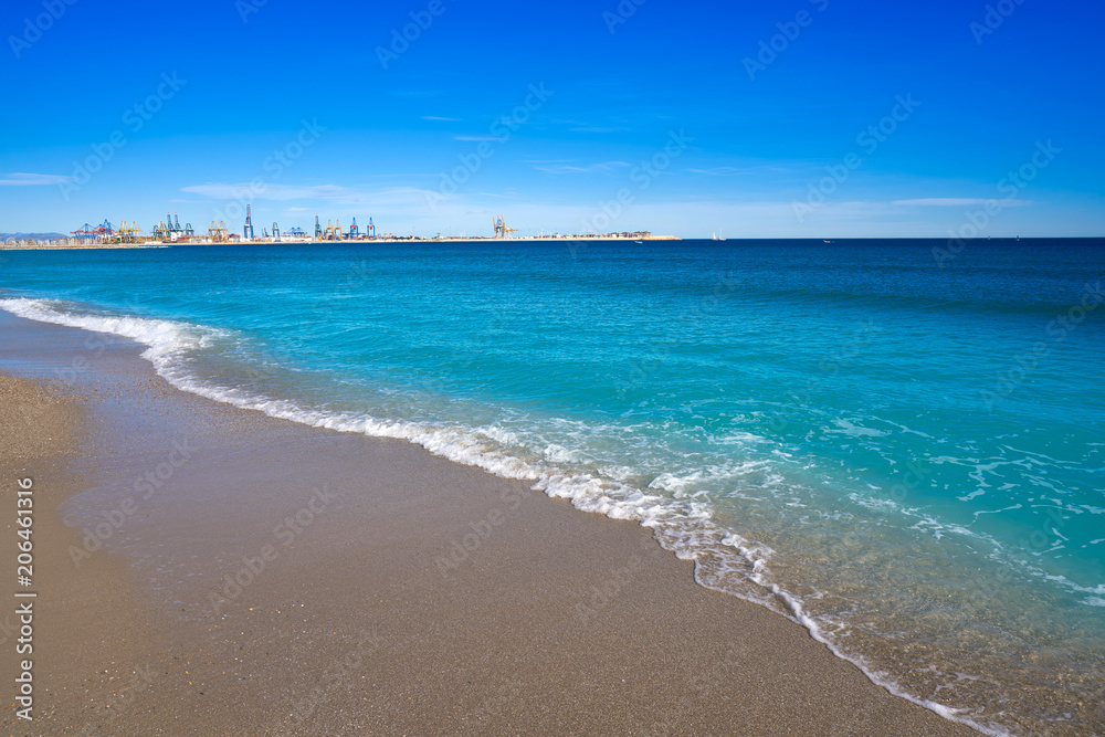 Valencia port view from Pinedo beach Spain Valencia port view from Pinedo beach Spain