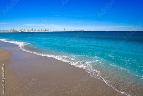 Valencia port view from Pinedo beach Spain