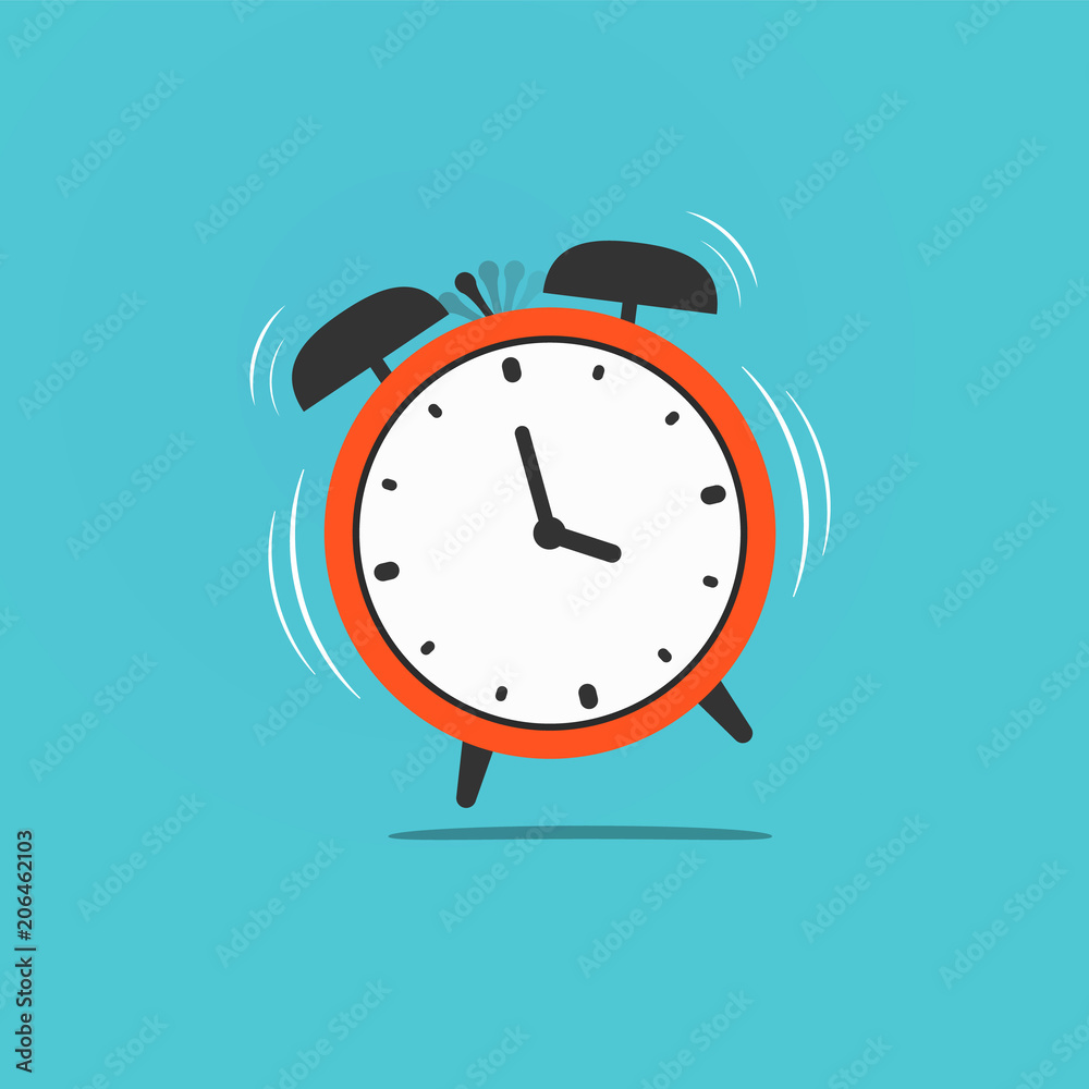 Wake up time illustration. Red old retro ringing clock Wake up time illustration. Red old retro ringing clock