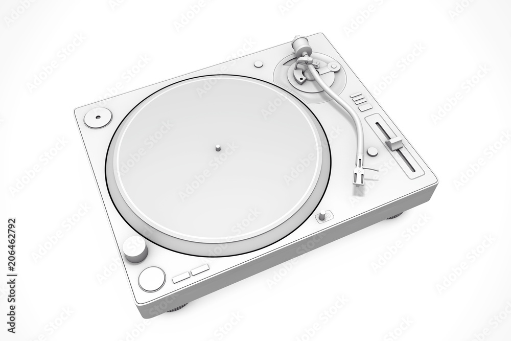 Fototapeta premium White Clay Style Professional DJ Turntable Vinyl Record Player. 3d Rendering