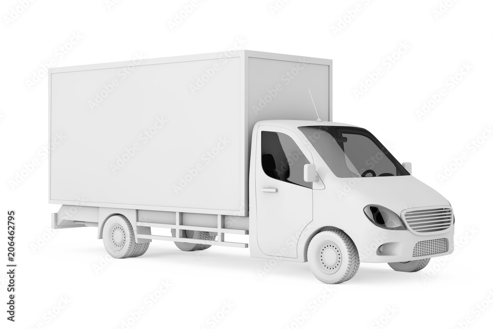 White Clay Style Commercial Industrial Cargo Delivery Van Truck. 3d Rendering