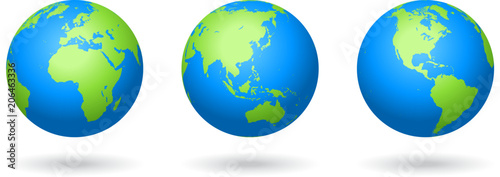 Vector colored world map Globes #206463336