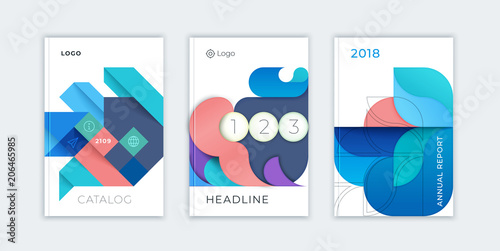 Abstract cover design, business brochure template, layout, report, magazine or booklet in A4 multicolored waves dynamic blurred, soft lines and smooth forms.