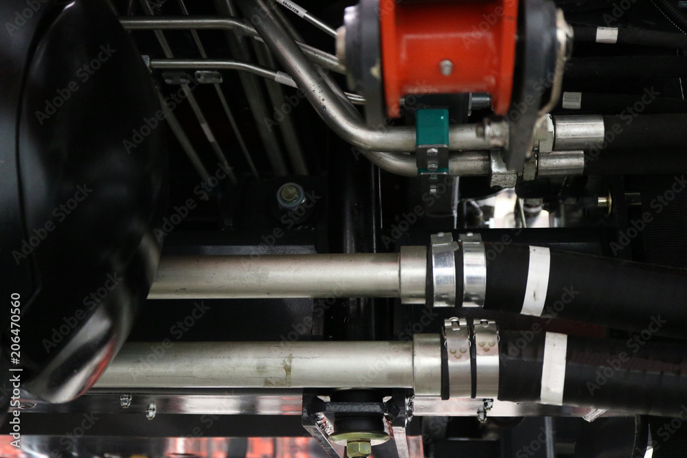 Obraz premium Diesel engine of a modern tractor.