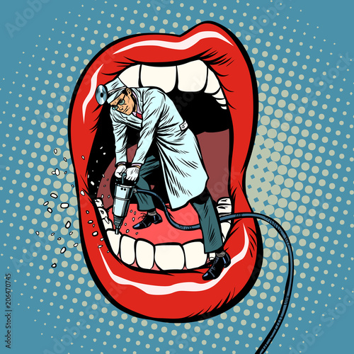 dentist jackhammer drilling teeth