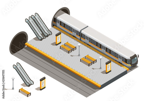 Undeground Metro Isometric Composition