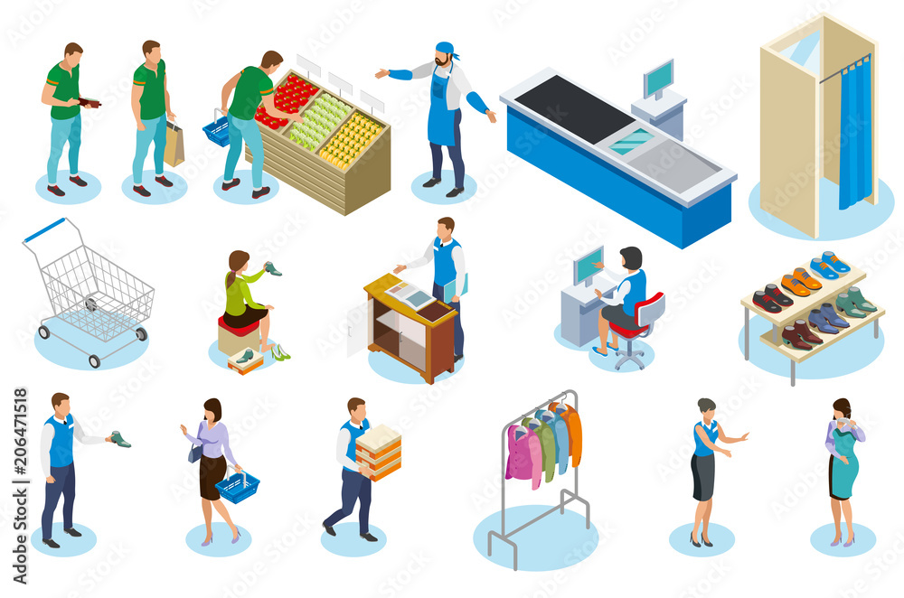 Shopping People Isometric Icons Shopping People Isometric Icons