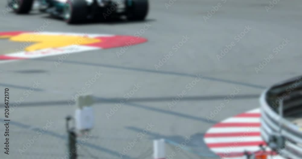 Two Formula One Driving Fast On Speed Track In Slow Motion - Abstract Motion Background - 4K Video
