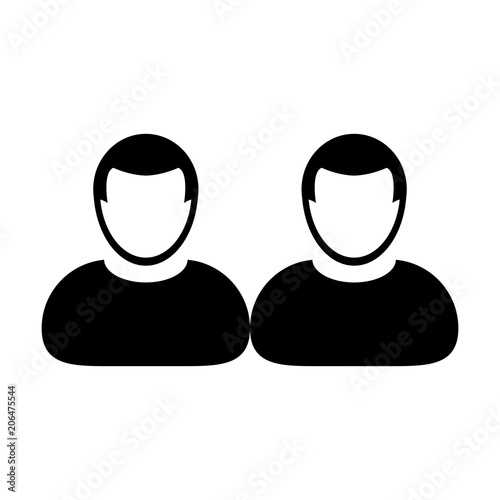 People icon vector male group of persons symbol avatar for business in flat color glyph pictogram illustration