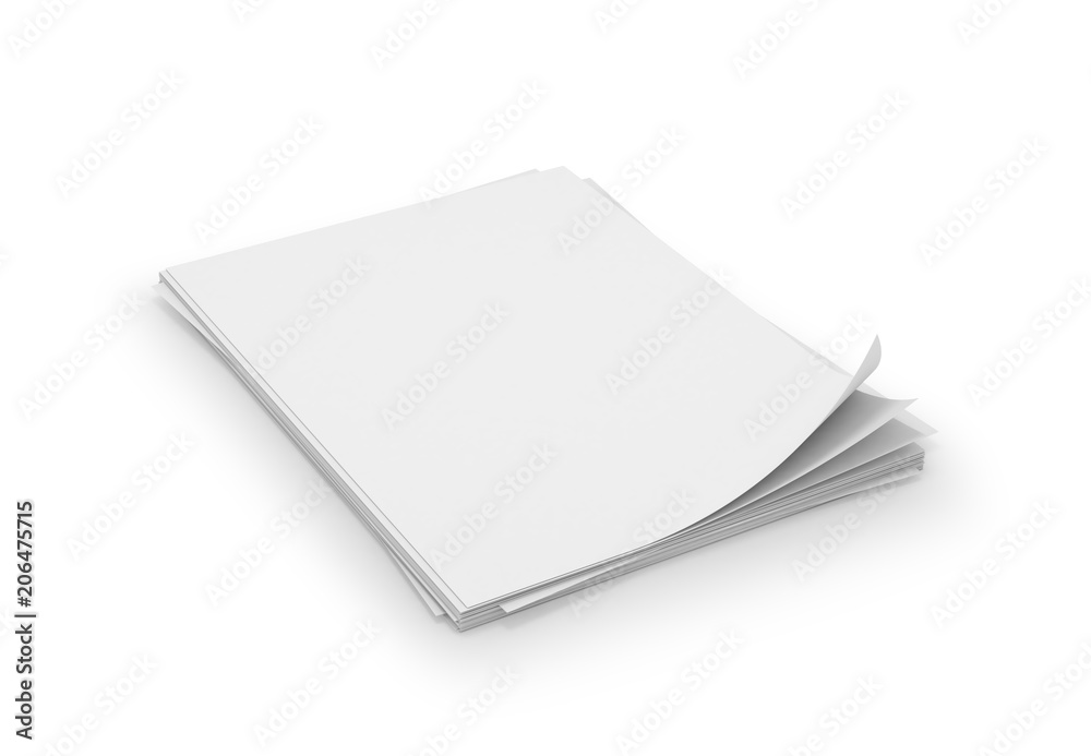sheets of paper isolated on white background. 3d illustration sheets of paper isolated on white background. 3d illustration