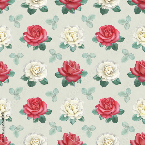 Wallpaper Mural Watercolor illustrations of a roses. Seamless pattern. Torontodigital.ca