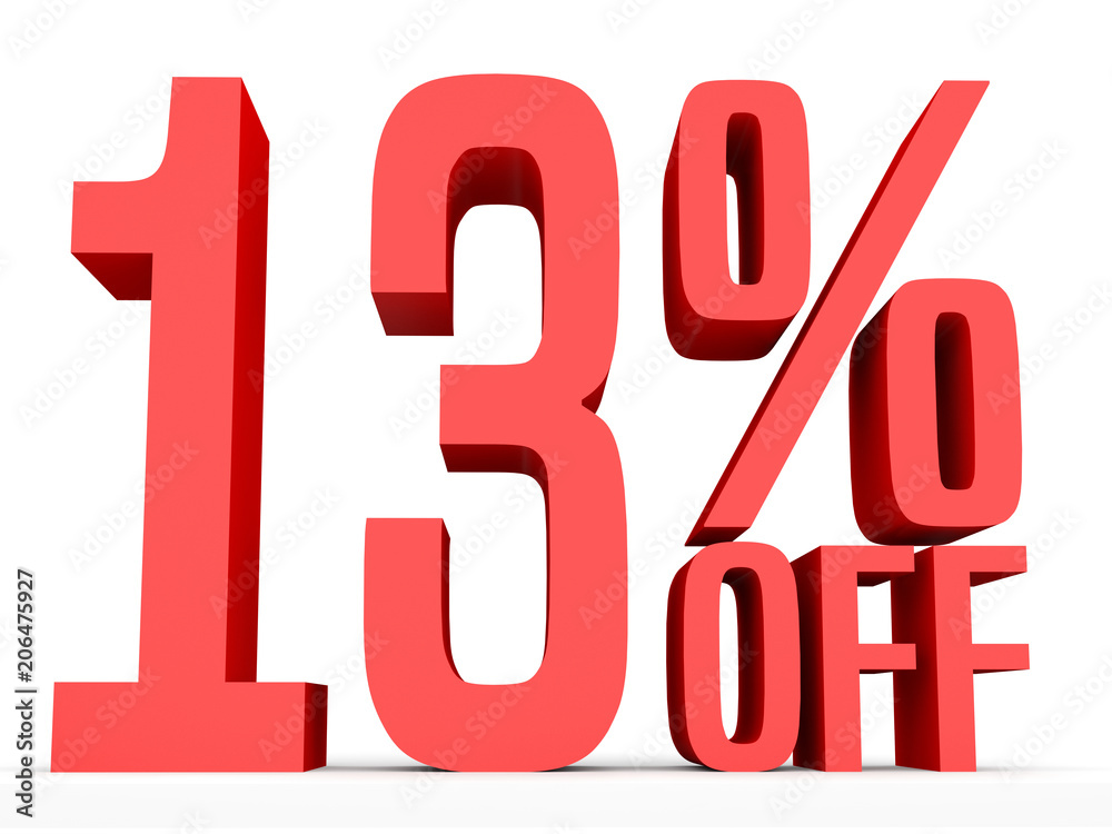 Thirteen percent off. Discount 13 %. Thirteen percent off. Discount 13 %.