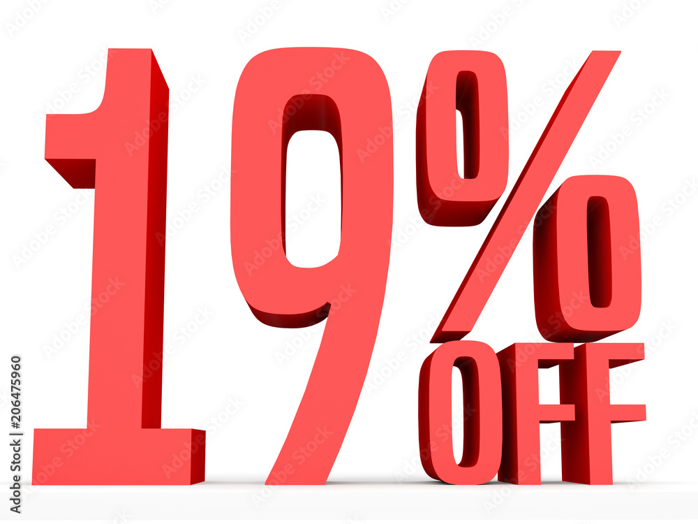 Nineteen percent off. Discount 19 %. Nineteen percent off. Discount 19 %.