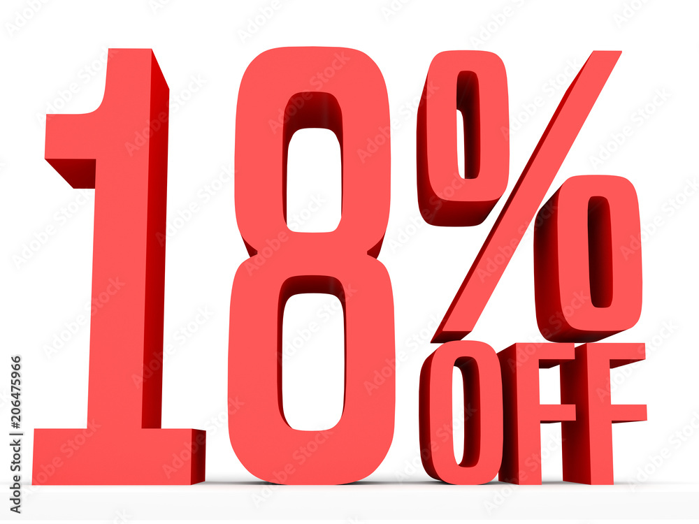 Eighteen percent off. Discount 18 %.