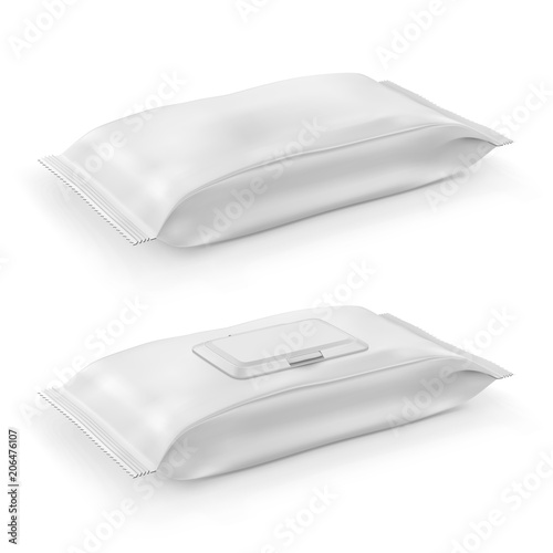 White wet wipes package with flap