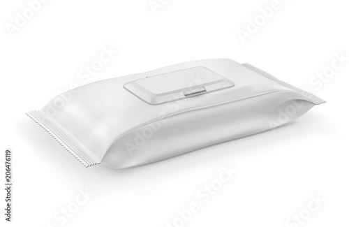 White wet wipes package with flap