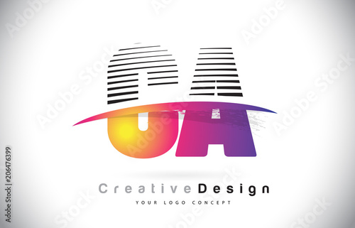 CA C A Letter Logo Design With Creative Lines and Swosh in Purple Brush Color.