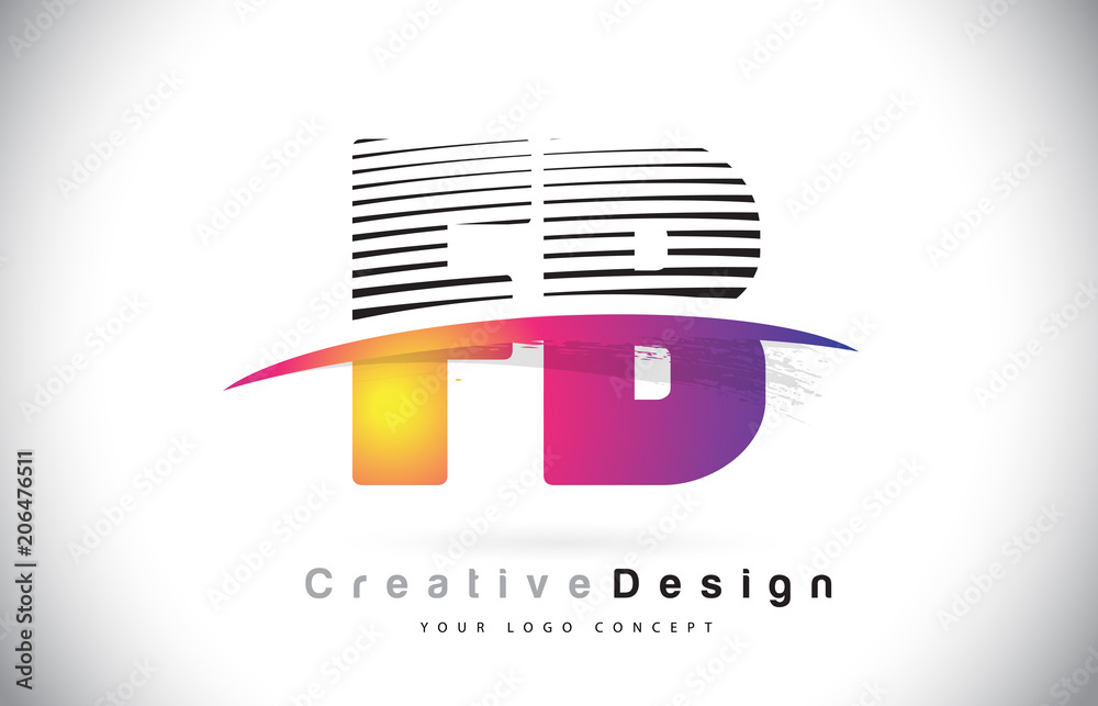 FB F B Letter Logo Design With Creative Lines and Swosh in Purple Brush Color. FB F B Letter Logo Design With Creative Lines and Swosh in Purple Brush Color.