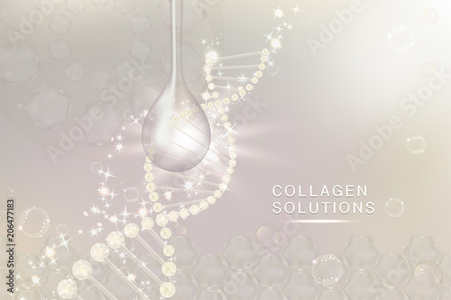 White Collagen Serum drop, cosmetic advertising background ready to use, luxury skin care ad, Illustration vector.	